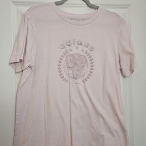 Adidas Light Pink Tennis Graphic Tee And Short Set